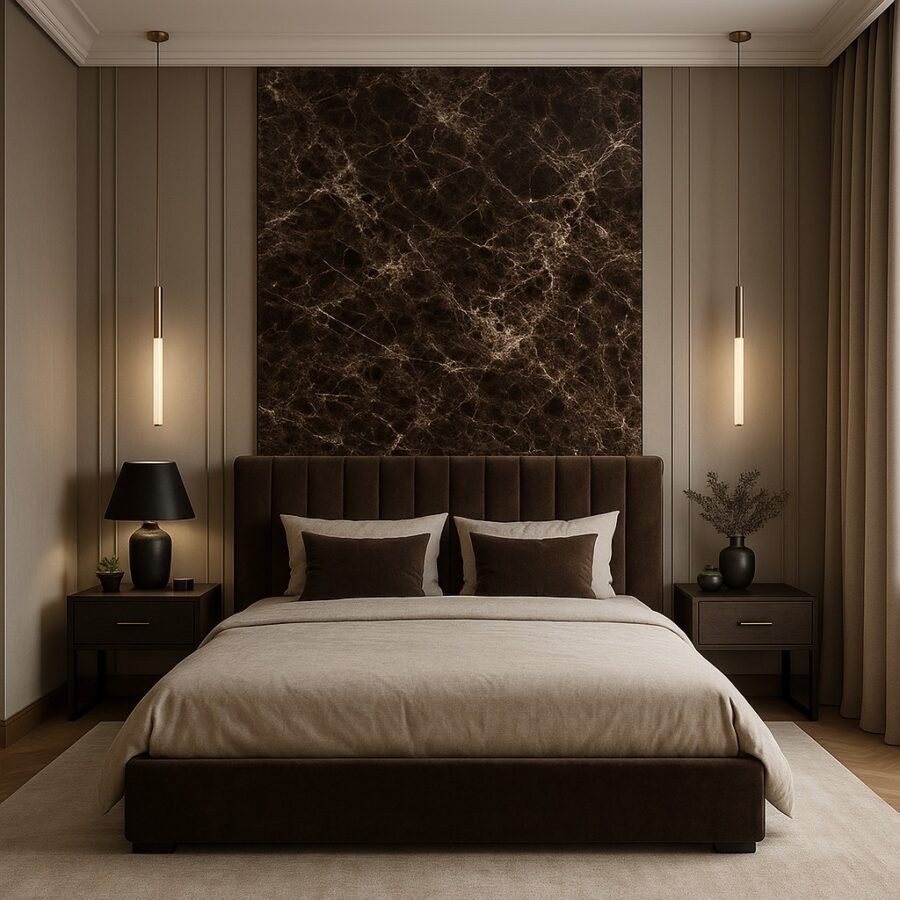 PVC sienų plokštė EMPERADOR DARK 122x280 cm – tamsaus marmuro imitacija, 2,8 mm