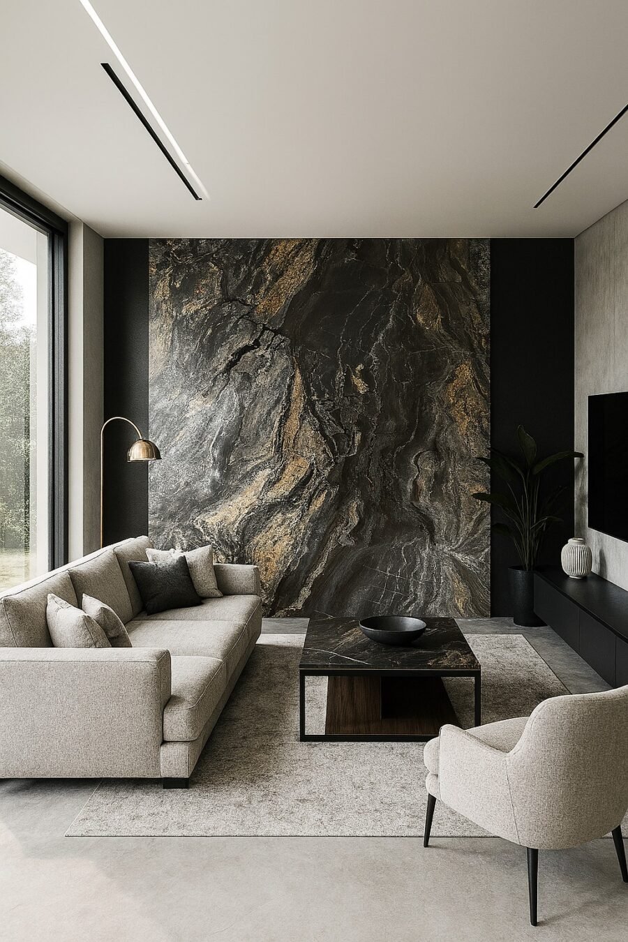 PVC sienų plokštė ONYX GREEN 122x280 cm – dramatiška marmuro imitacija, storis 2,8 mm