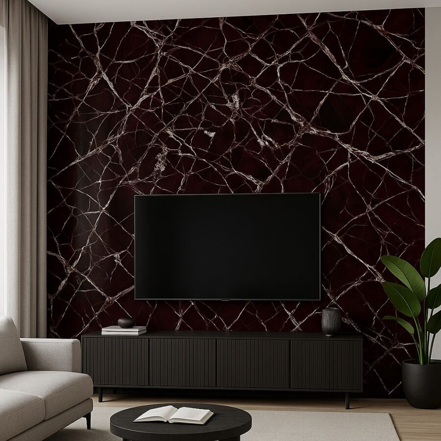 PVC sienų plokštė ROSSO LEVANTO 122x280 cm – tamsiai raudono marmuro imitacija, 2,8 mm