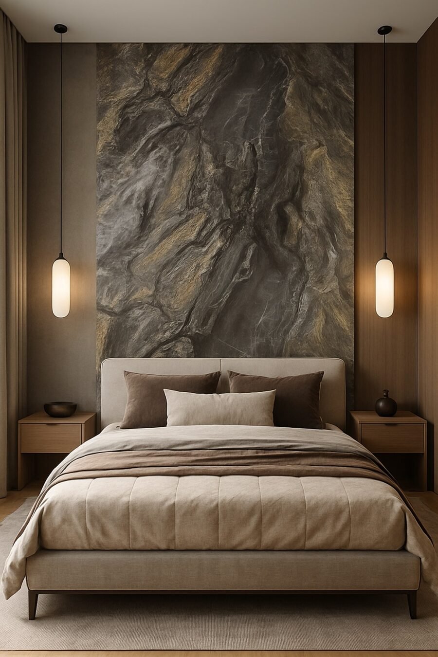 PVC sienų plokštė OROBICO GREY 122x280 cm – akmens imitacija su giliu pilku raštu, 2,8 mm