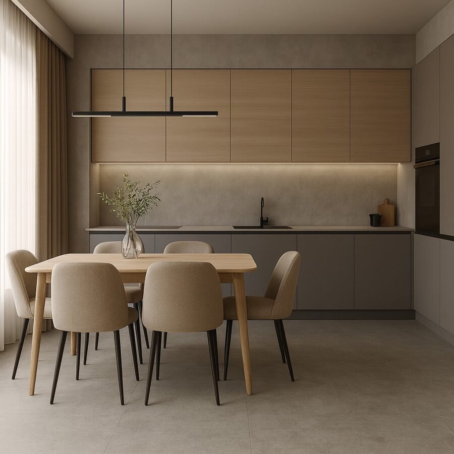 SPC plokštė CONCRETE LIGHT – šviesaus betono imitacija sienoms ir baldams