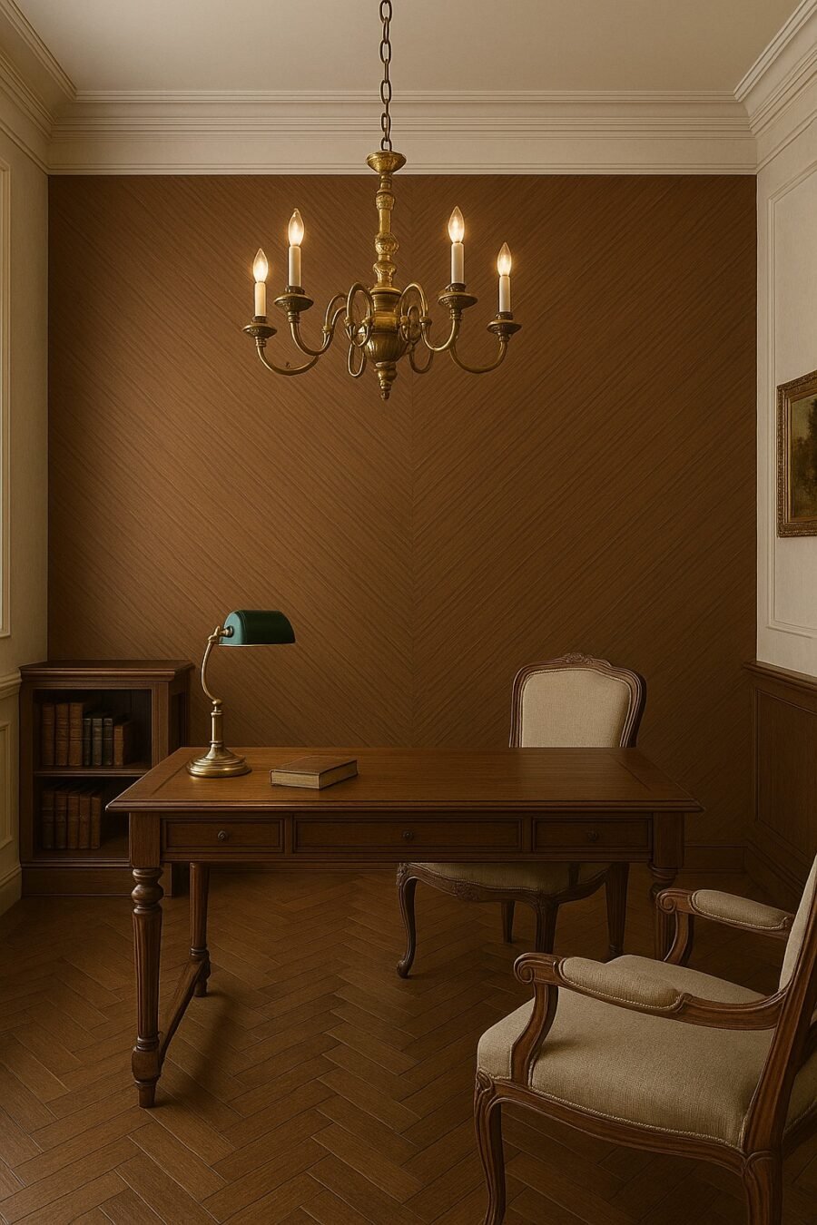 Wooden Eye Walnut plokštė 120x260 cm, 8 mm – tamsaus riešutmedžio eglutės raštas