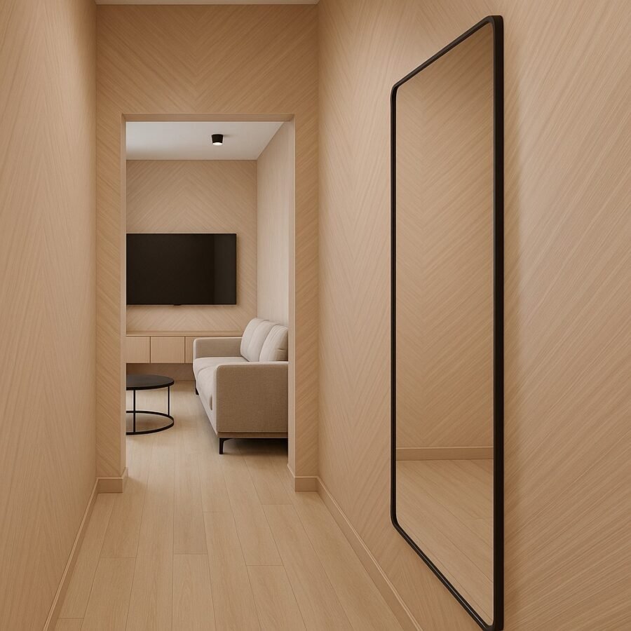 Wooden Eye Beige plokštė 120x260 cm, 8 mm – šviesi eglutės tekstūra