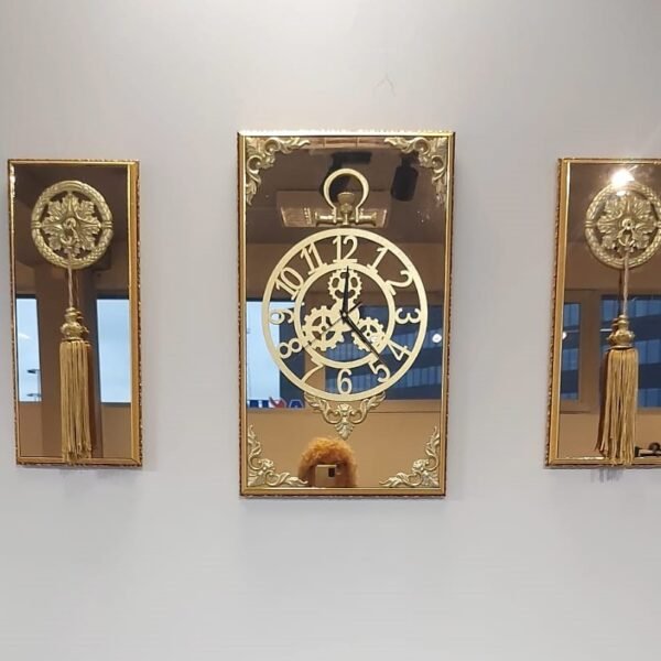 CLOCK 38 GOLD METALLIC laikrodžio ir paveikslų rinkinys
